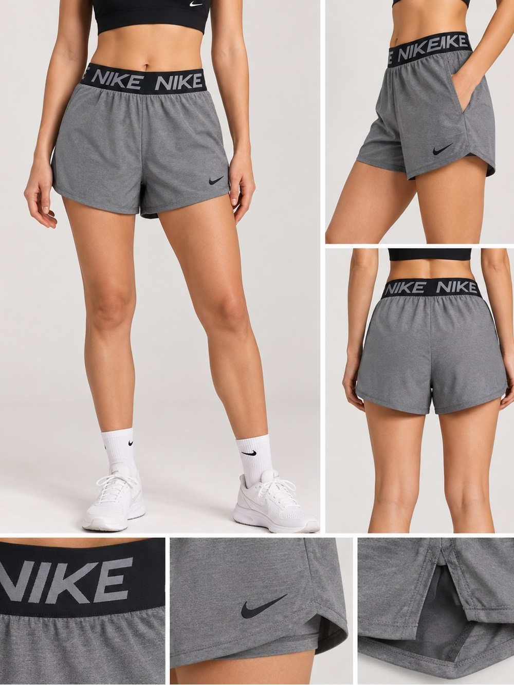 Nike Gray Elastic-Waist Athletic Shorts - Picture 7 of 8